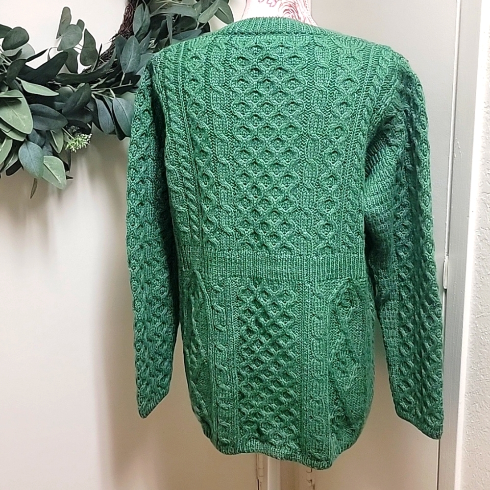 Shannon Woolen Mills | Cable Knit Fisherman 100% Merino Wool Sweater Cardigan - Picture 9 of 13